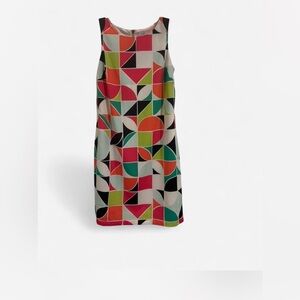 Crown & Ivy sz 4 Geometric Multicolor Sleeveless Dress mod retro sleeveless